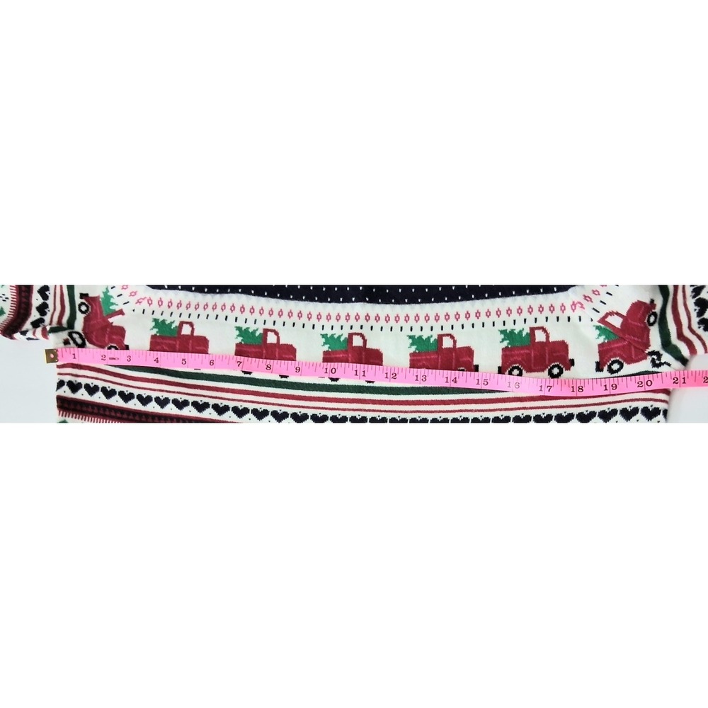 Talbots Sweater Women's Size Large Fair Isle Puff Shoulder Christmas Tree Truck - Picture 8 of 9